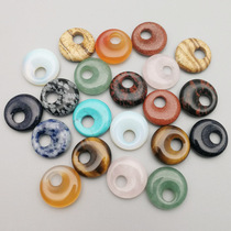 Natural non-optimized side hole safety buckle 18mm crystal pink crystal donut earrings pendant diy jewelry accessories