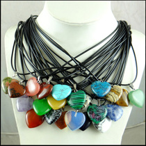 European and American fashion natural pink crystal tiger eye green gold peach heart energy necklace pendant couple love pendant 1