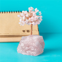 Natural powder Crystal Gravel Stone life tree ornaments rose quartz ore home decoration model house fortune tree crafts