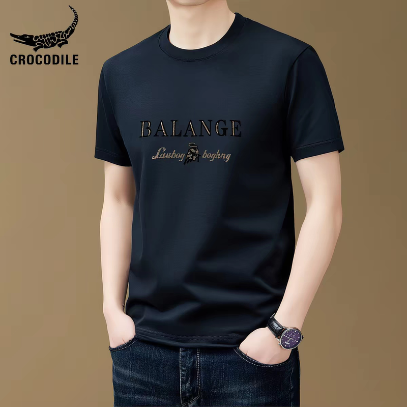 Crocodile T-Shirt Men's Pure Cotton Short-Sleeved T-Shirt 2026 Summer Thin Trendy Brand Half-Sleeved Printed Round Neck Top Men's T-Shirt