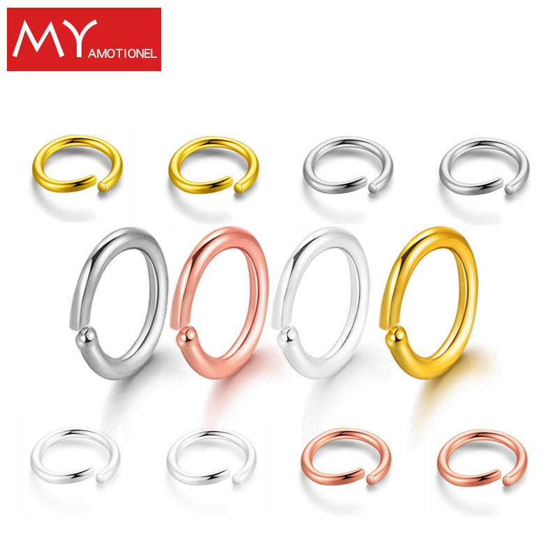 S925 pure silver midnumber 4mm ring opening ring necklace button connector ring handmade buckle joint mouth ring DIY handmade ring