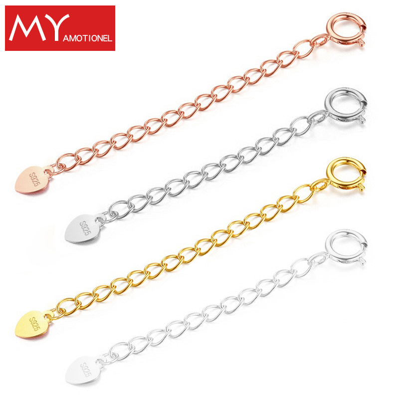 925 pure silver extended chain Diy accessories necklace hand refining lengthened chain tail chain opening circle extended chain belt pendant