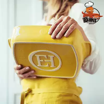 French Emile Henry binaural rectangular baking tray Enamel color ceramic grilled fish oven mold lid baking