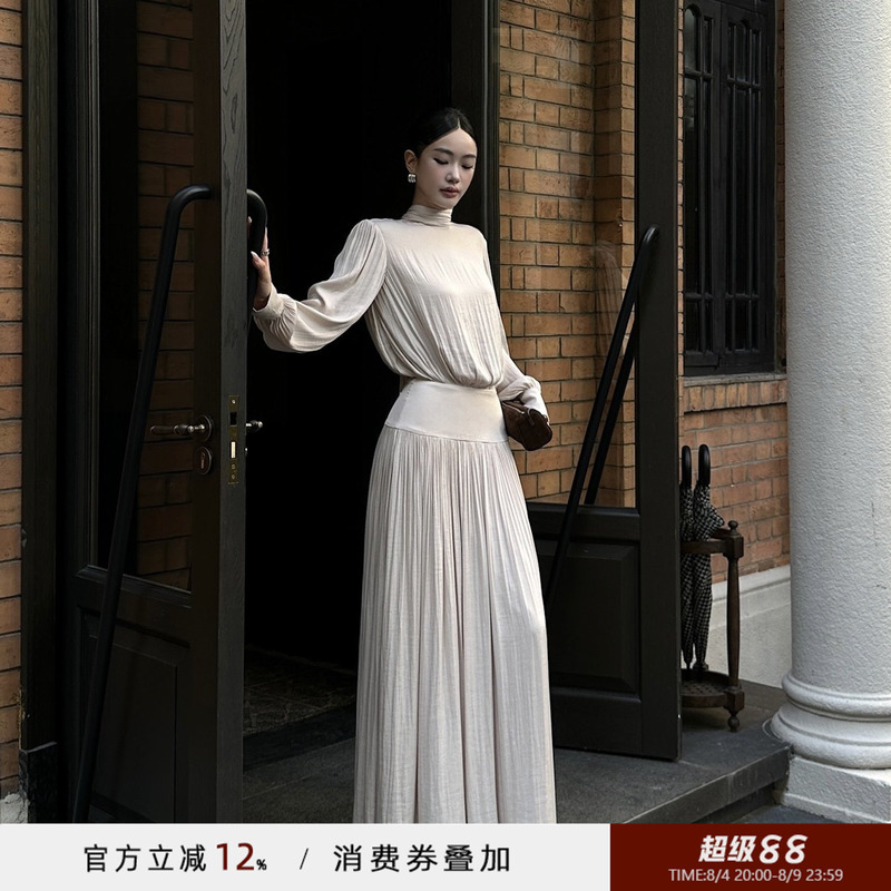 Venuie French Banquet Birthday Engagement Coming-Of-Age Ceremony Bridesmaid Dress Long-Sleeved Dress Light Evening Dress Long Dress