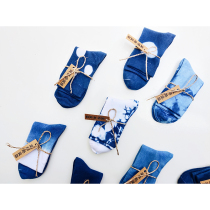 Blue Sequel White Family Ancient Fazal Dyeing Socks Men And Womens All Cotton Socks Pure Natural Plant Dyeing