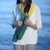 Blue sequel Faith white group Dyed Purple Stem Zellan Plate Blue Cover Dyed Silk Cotton Scarves pure natural bluedye plant dyeing