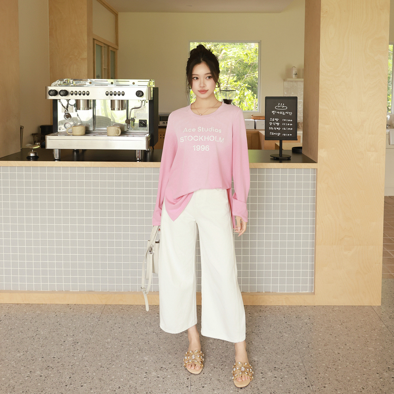 Me Lao Yang's Clothing [Brandy Straight-Leg Pants] 100% Cotton Tailored Washed Slimming Fashionable Cropped Jeans