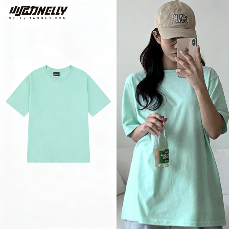 小尼力夏季220克重磅棉纯色短袖T恤男女潮牌宽松上衣百搭打底体恤