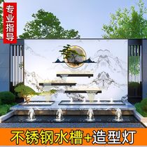 Waterfall outlet garden stainless steel courtyard decoration water curtain wall running water tank landscaping water feature wall running water wall decoration