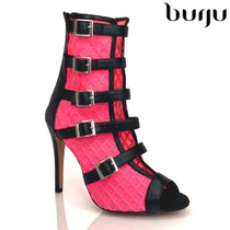 burju-Riley rose red dance boots jazz queen Aliya Janell same style heels Latin high heels