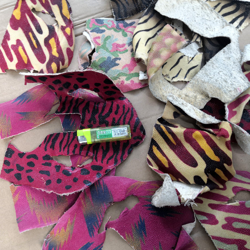 Colored pearl fish cruisers according to catty, no grinders Devil Fish Leather DIY Bag Bow Key Bag Inlaid Leather