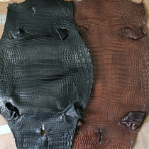 Water dyed crocodile black brown medium gloss leather DIY belly bamboo strap wallet handbag long clip shoe leather