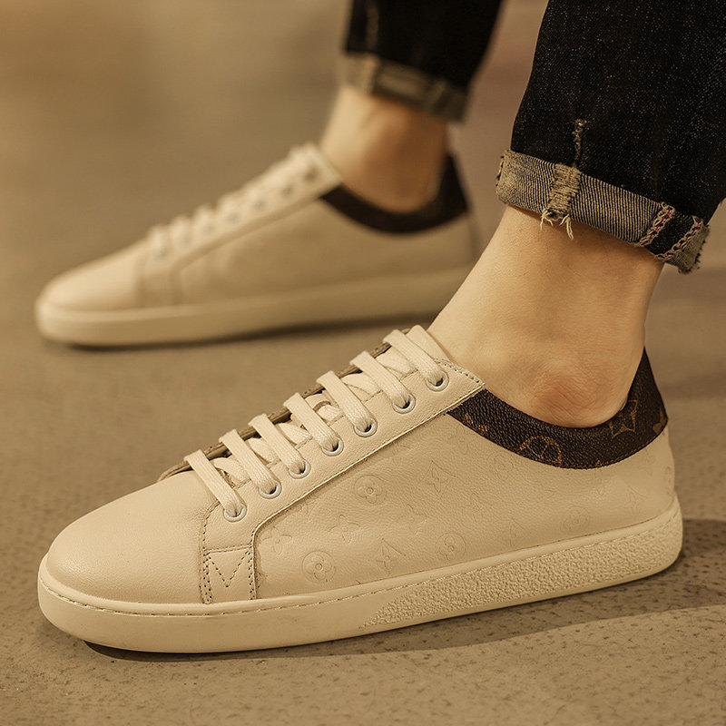Small white shoes men's top layer pure cowhide casual high-end soft leather white shoes simple style 2022 new leather men's shoes