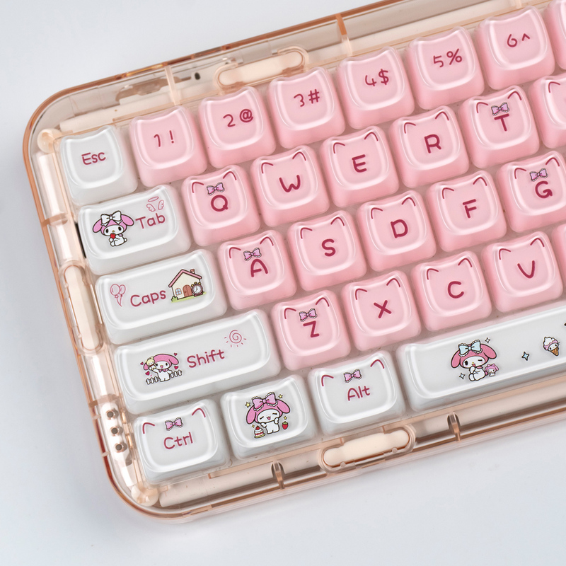 Melody Sanrio Keycap Pink Crystal Jelly Mao Is Highly Compatible with Maichong Wooting Mechanical Keyboard