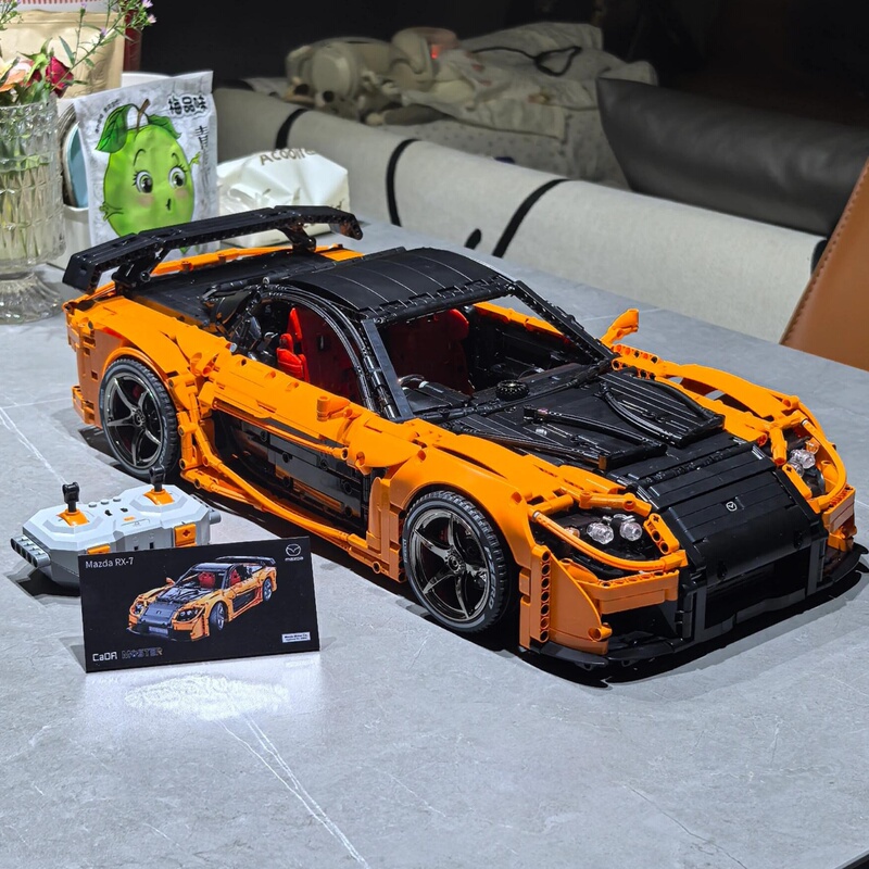 Double Eagle Cada Mazda Rx7 Fast and Furious Sports Car 1:8 Scale Model Building Blocks Educational Assembly Toy