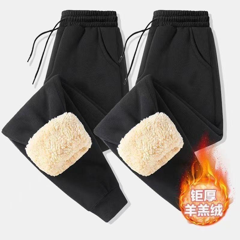 Men's Lambswool Pants Winter Fleece Thickened Warm Pants Men's Casual Sports Pants Loose Large Size Jogger Sweatpants