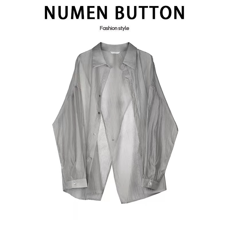 Solid Color Slit Shirt for Women, New Summer Design, Unique Loose Sun Protection Cardigan, Chic Top Jacket