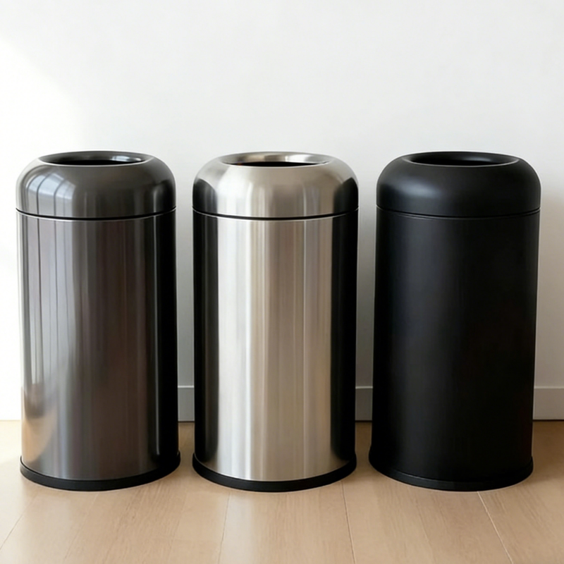 Large Round Trash Can for Commercial Use, 55 Liters, Suitable for Shopping Malls, Milk Tea Shops, Cafes, Creative Hotel Lobbies, Vertical Fruit Peel Bin