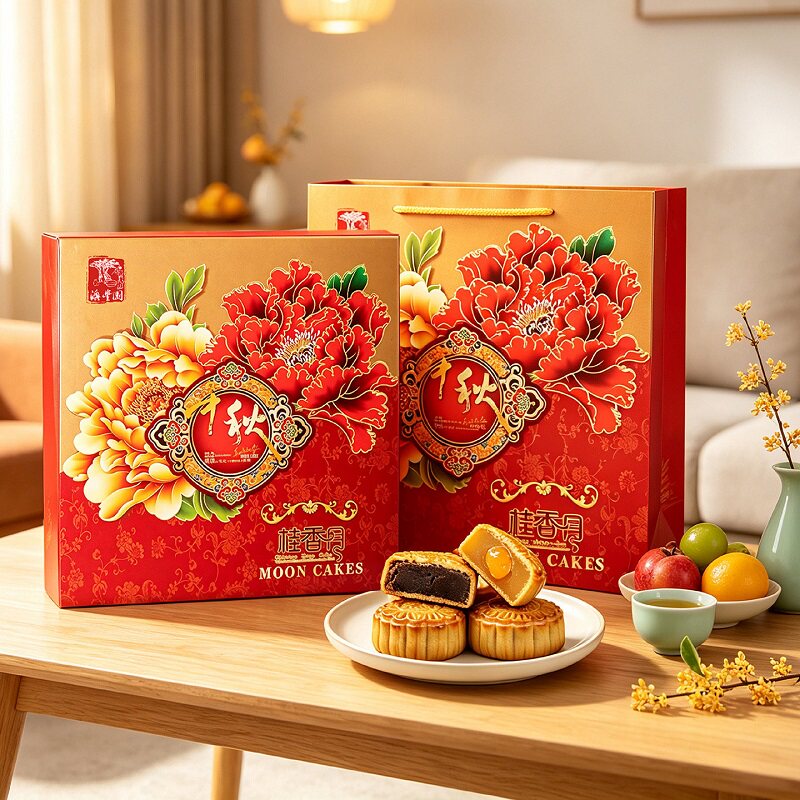 莲蓉蛋黄豆沙双拼月饼480g送礼盒福袋