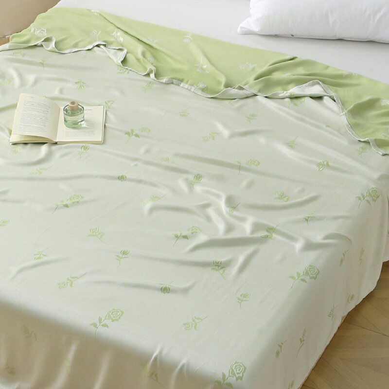 眠屿巷夏凉被竹纤维盖毯薄款夏季冷感冰丝毛巾被透气空调沙发盖毯