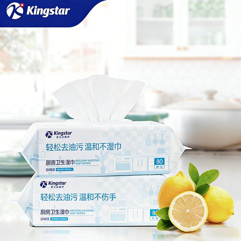 【金士达厨房湿巾2包】去油污不伤手