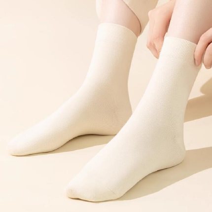 【棉元色】纯棉女袜秋冬款全棉中筒女袜柔软10a抗菌月子袜2025新