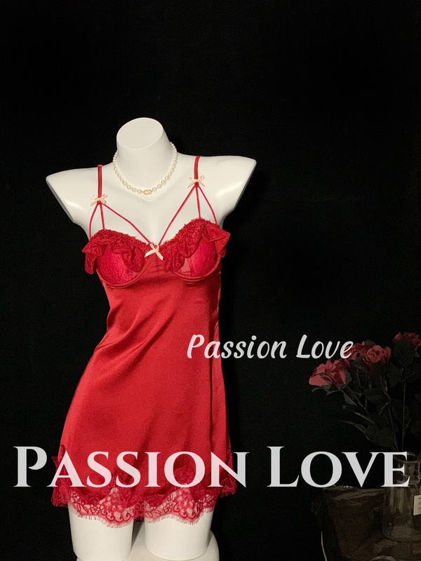 Passionlove First Night of Marriage Sweet and Charming Wife Red Padded Bra with Lace and Open Back, Sexy and Alluring