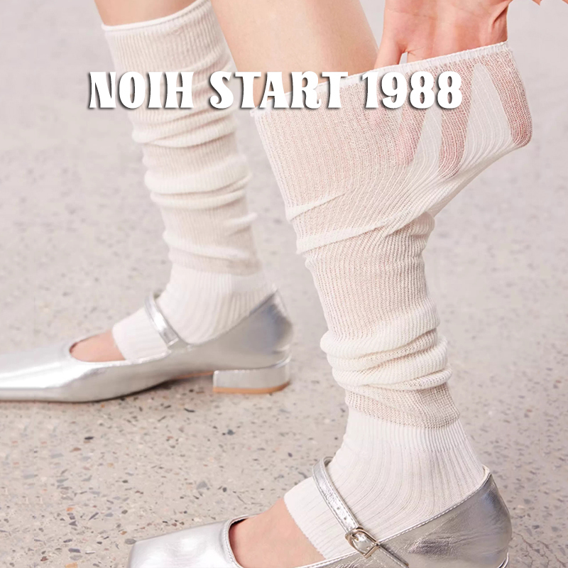 Japanese Noih Ballet-Style White Sock Covers Versatile Slouch Socks Spring and Autumn Thin Y2K Slimming Footless Calf Sock Covers