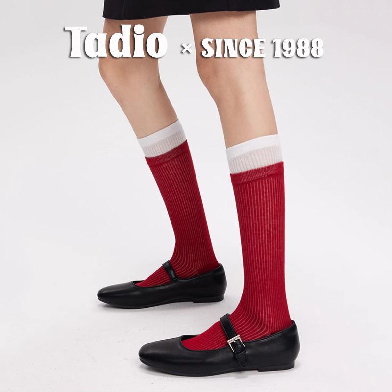 Japanese Noih Spring and Summer Fashion Color-Blocking Structured Long Socks with Double Cuff Design, Slimming, Sweet and Cool Spicy Girl Socks