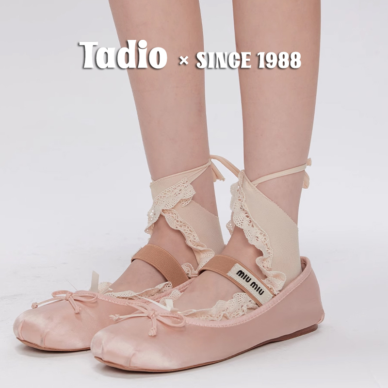 Japanese Noih Summer Ballet-Style Solid Color Shallow Mouth Bowknot Girl Lace-Up Lace Trim Invisible Boat Socks for Women