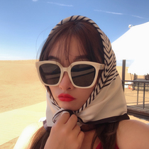 Summer desert tourism photo striped small square towel 70cm silk scarf hair band female baotou sunscreen tied hair bandana tied bag