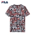 Áo thun nam ngắn tay của Fila Fila 2019 Mùa hè mới Thể thao giản dị Full In chữ Áo thun cotton cổ tròn nam - Áo phông thể thao