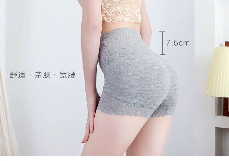 Quần lưng cao an toàn ren quần bụng cỡ lớn cơ sở quần short nữ chống nhẹ phần mùa hè mặc bên trong và bên ngoài bảo hiểm ba điểm - Quần short