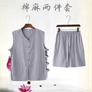 Phong cách Trung Quốc Tang vest nam vest vest mồ hôi Ma Hao cotton mùa hè và vải lanh áo sơ mi cũ áo vest Trung Quốc phong cách quốc gia nút gió - Lót