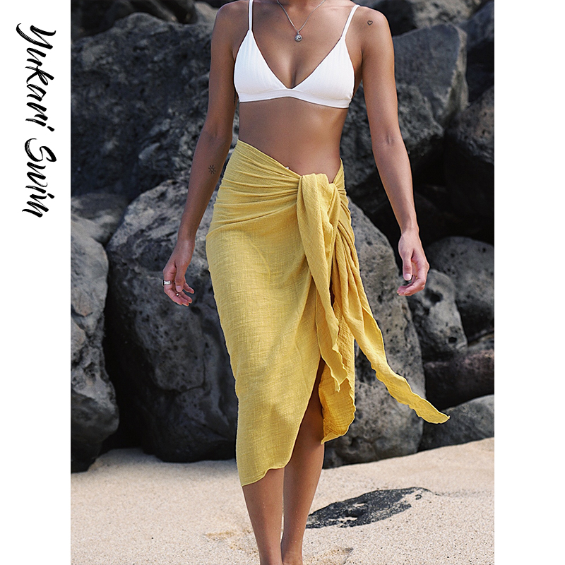 Yukari swim bikini wrap skirt women's beach sunscreen light gauze beach skirt with skirt