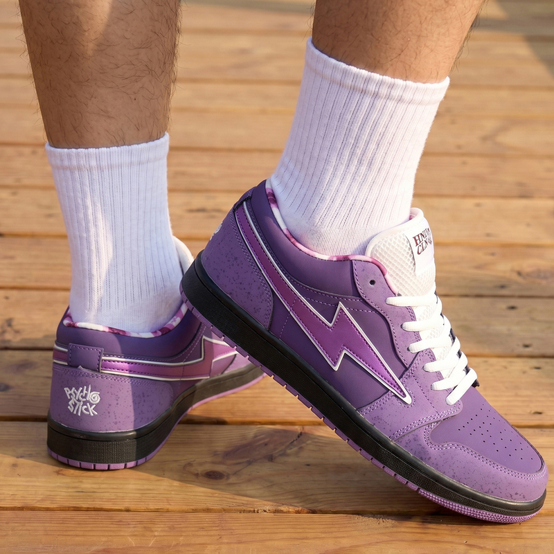 Purple Lobster Lightning Low-Top Sneakers for Men and Women, Ins Style Retro Splash Ink Color-Blocking Casual Shoes, Niche Casual Sneakers Purple Lobster Lightning Low-Top Sneakers for Men and Women, Ins Style Retro Splash Ink Color-Blocking Casual Shoes, Niche Casual Sneakers