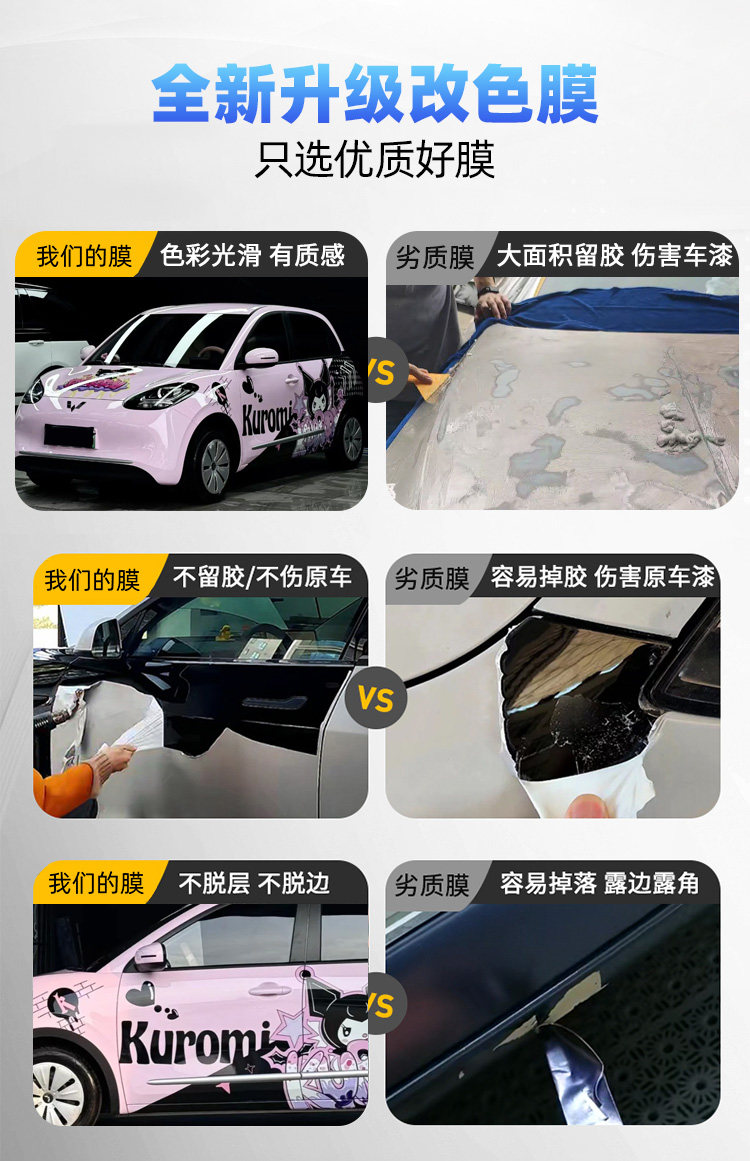 Car Color Change Film Gradient Customization Anime Car Wrap Film Full Car Wrap Sticker Color Film