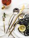 Internet-Famous Portuguese Gold Mirror Finish 304 Stainless Steel Steak Knife, Fork, Spoon, Chopsticks 2-Piece Set Western Cutlery Dessert Knife, Fork, Soup Spoon