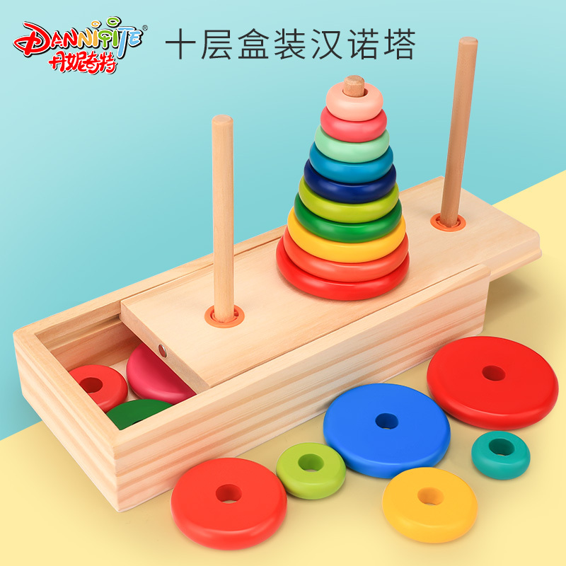 Hanoi Tower Puzzle Toy for Elementary School Students, 10-Layer, 8-Layer, 5-Layer, 6-Layer, 2Nd, 3Rd Grade Competition-Specific Educational Toy 4