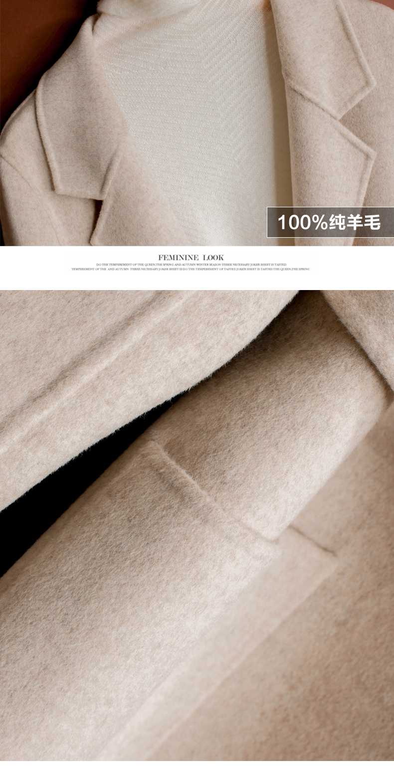 Mùa thu đông 2018 mới áo len dài hai mặt áo khoác nữ Hepburn gió no cashmere cao cấp chống mùa áo dạ dài