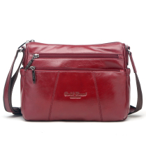 Golden coral crossbody womens bag Middle-aged womens bag shoulder bag first layer cowhide mother bag genuine leather womens satchel