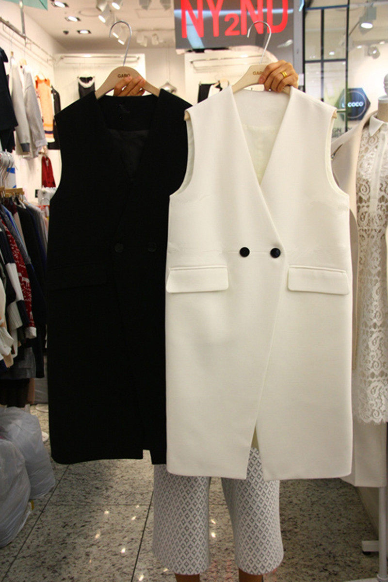 Fall New Suit Vest Woman Jacket Korean Version Loose with slim mid-length sleeveless suit Large size Shoulder Vest