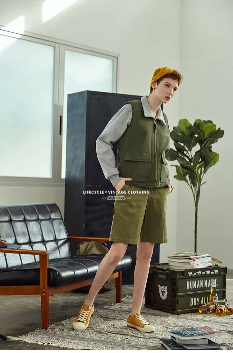 LifeCycl mùa thu và mùa đông Ami Áo vest hải quân thời chiến tranh thế giới thứ hai cộng với áo len nhung dày nam - Dệt kim Vest vest nam
