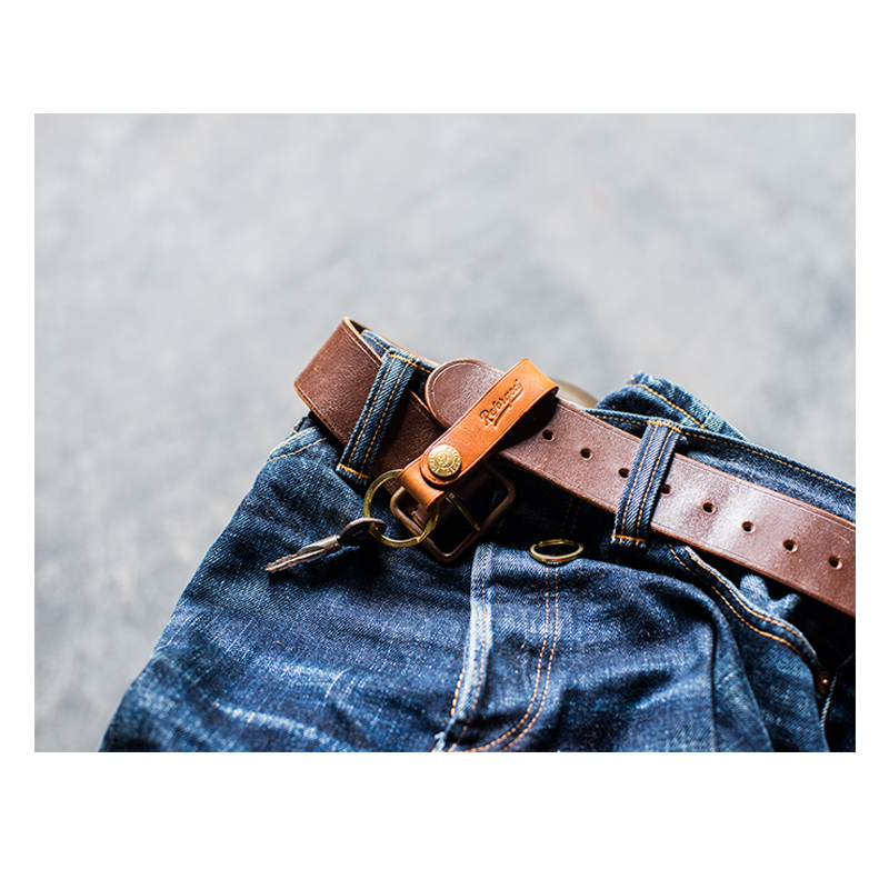 Reforged Retro Brass Genuine Leather Keyring Hanging American Import Horween Cow Leather Handmade Cattle Locomotive
