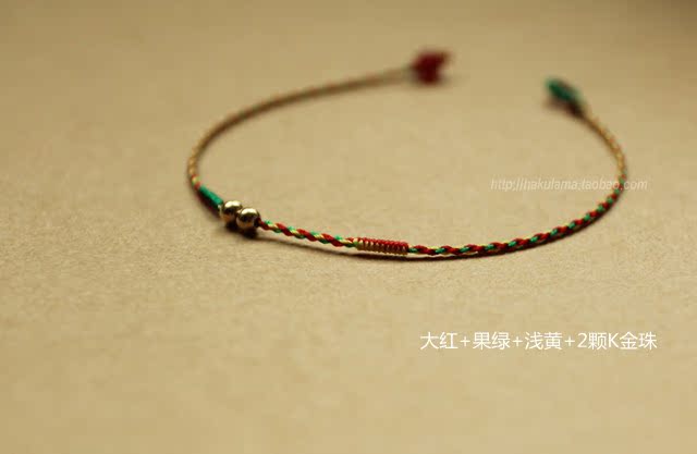 Phong cách dân tộc phổ biến thủ công tùy chỉnh "ngày tưởng nhớ" rất tinh xảo Kim cương 0,8mm thắt nút bốn sợi dây mắt cá chân - Vòng chân vòng chân nhảy múa
