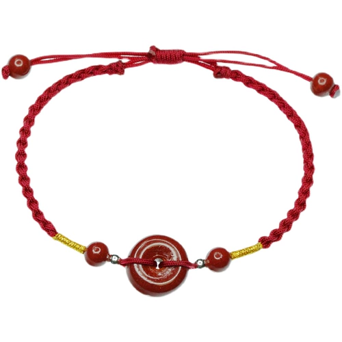 Натуральный защитный амулет, плетеная пряжка подходит для мужчин и женщин, оберег на день рождения, браслет из красной нити, этнические напульсники, цвета киновари, этнический стиль