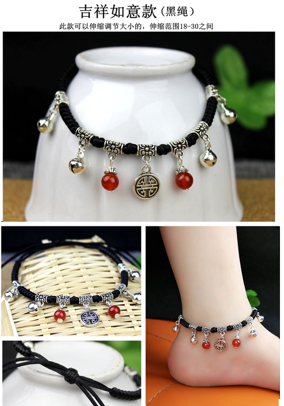 Thời trang Tourmaline Sỏi Vòng chân Phụ nữ Pha lê Sỏi Tourmaline Trang trí Vòng chân có thể điều chỉnh lắc chân vàng pnj
