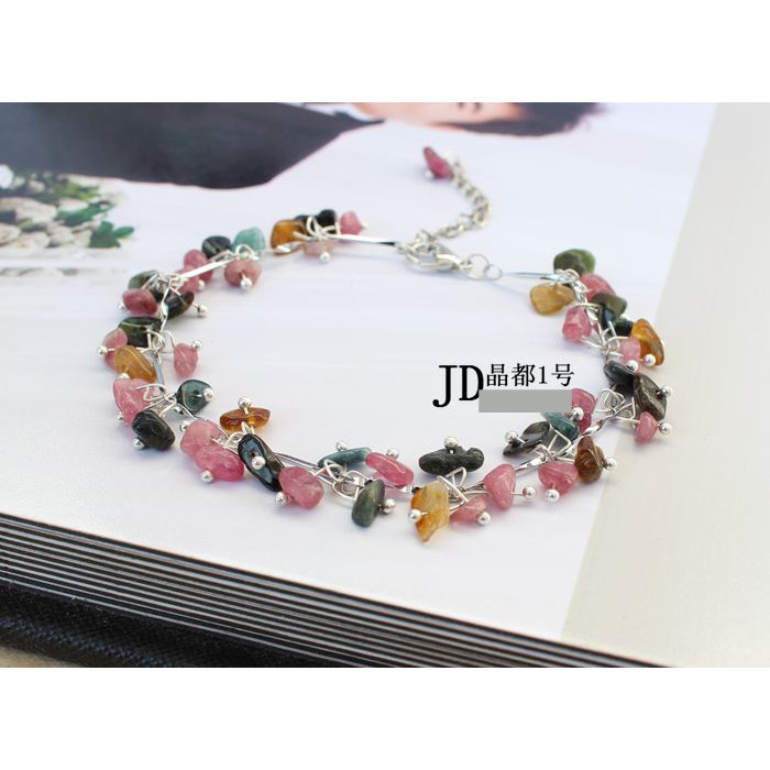 Fashion Beatrite Gravel Foot Chain Woman's Crystal Gravel Jade Ornament Adjustable Foot Necklace