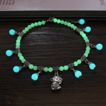 Korean fashion luminous bead anklet men and women glowing jewelry night Pearl footring 12 Zodiac Crystal anklets