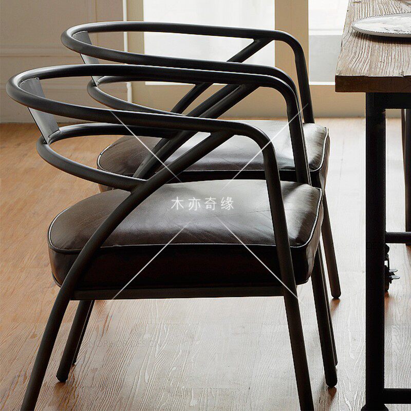 American wrought iron office desk and chair dining table and chair simple casual milk tea shop chair bar backrest dining table and chair tea restaurant